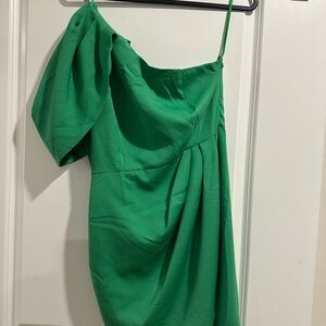 DO+BE Green Asymmetrical One-Shoulder Cocktail Dress